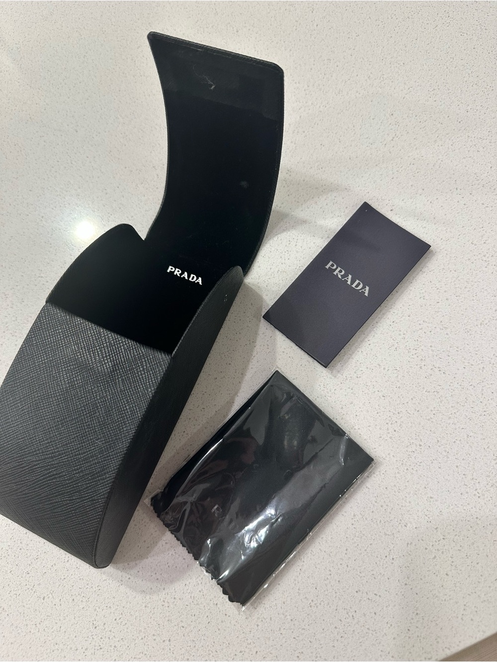 Prada Black & White Patterned Rectangle Sunglasses - Picture 3 of 4